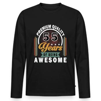 55 ans de dire drôle 55 cadeau d’anniversaire - T-shirt manches longues Premium bio Homme - noir - Devant - Nico (187cm)