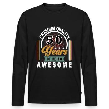 50e anniversaire 50e anniversaire Dicton - T-shirt manches longues Premium bio Homme - noir - Devant - Nico (187cm)