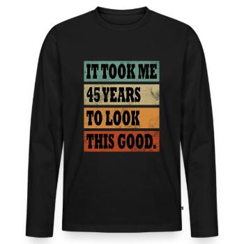 45 Jahre Geburtstag Geschenk Idee Mann Frau divers - Männer Premium Bio Langarmshirt - Schwarz - Vorne - Nico (187cm)