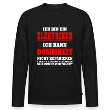 Électricien drôle de dicton - T-shirt manches longues Premium bio Homme - noir - Devant - Nico (187cm)