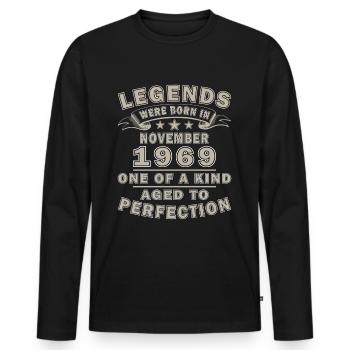 November 1969 Original 55 Years Birthday - Men's Premium Organic Long Sleeve Shirt - black - Front - Nico (187cm)