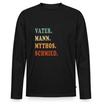 Forgeron Papa Cadeau Père Forgeron Métallurgiste - T-shirt manches longues Premium bio Homme - noir - Devant - Nico (187cm)