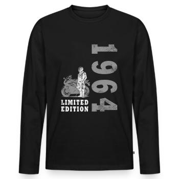 Klassiker 1964 Jahrgang Vintage Retro Motorrad - Männer Premium Bio Langarmshirt - Schwarz - Vorne - Nico (187cm)