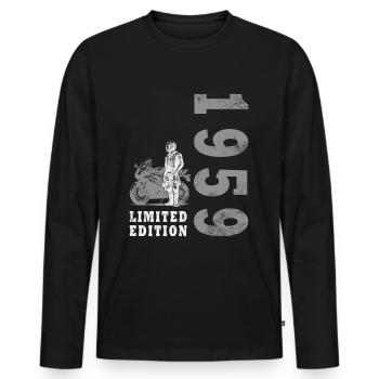 1959 Jahrgang Geburtstag Biker Motorrad Geschenk - Männer Premium Bio Langarmshirt - Schwarz - Vorne - Nico (187cm)