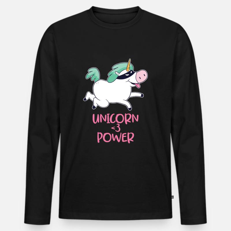 Einhorn - Männer Premium Bio Langarmshirt - Schwarz