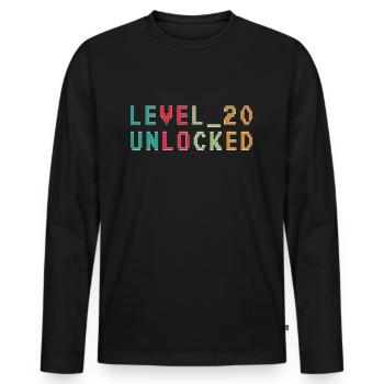 Level 20 Unlocked 20th Birthday Gamer - Men's Premium Organic Long Sleeve Shirt - black - Front - Nico (187cm)