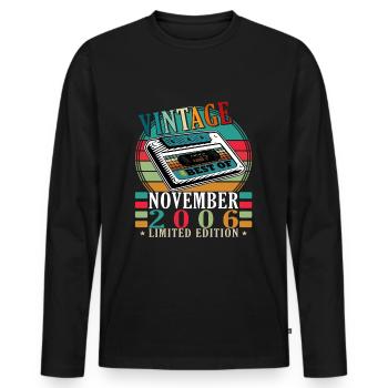 November 2006 Original 18 Year Old Birthday - Men's Premium Organic Long Sleeve Shirt - black - Front - Nico (187cm)