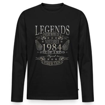 Novembre 1984 - Novembre 1984 Cadeau d’anniversaire - T-shirt manches longues Premium bio Homme - noir - Devant - Nico (187cm)