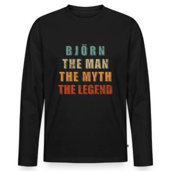 Björn Mann Mythe Légende - T-shirt manches longues Premium bio Homme - noir - Devant - Nico (187cm)