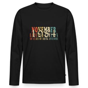 Born November 1984 Anniversary November 1984 - Men's Premium Organic Long Sleeve Shirt - black - Front - Nico (187cm)