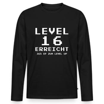 Niveau 16 Atteint 16e anniversaire Gamer Gaming - T-shirt manches longues Premium bio Homme - noir - Devant - Nico (187cm)
