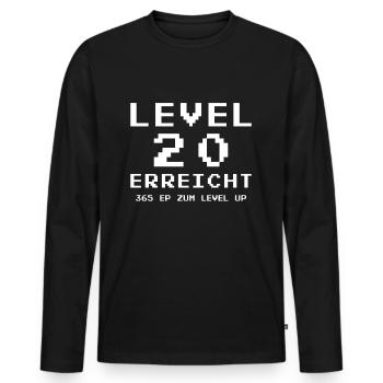 Level 20 Reached Gamer - Men's Premium Organic Long Sleeve Shirt - black - Front - Nico (187cm)