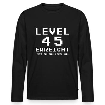Le niveau 45 a été atteint - cadeau - T-shirt manches longues Premium bio Homme - noir - Devant - Nico (187cm)