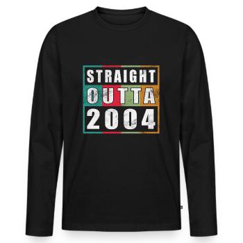 Straight Outta 2004 Birthday 2004 Born 2004 - Men's Premium Organic Long Sleeve Shirt - black - Front - Nico (187cm)