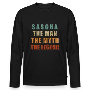 Sascha Name Saying Gift First name Sascha - Men's Premium Organic Long Sleeve Shirt - black - Front - Nico (187cm)
