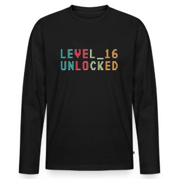Level 16 Unlocked Gamer 16 Birthday Gift - Men's Premium Organic Long Sleeve Shirt - black - Front - Nico (187cm)