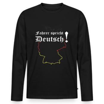 Driver speaks German! For truck drivers and truckers - Men's Premium Organic Long Sleeve Shirt - black - Front - Nico (187cm)