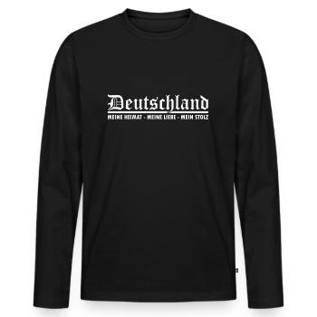 Deutschland meine Heimat meine Liebe - Männer Premium Bio Langarmshirt - Schwarz - Vorne - Nico (187cm)