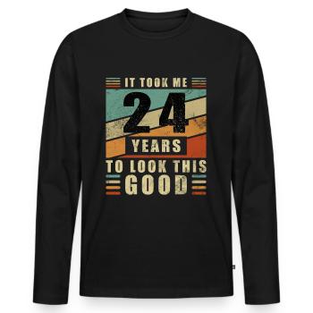 24 Years Twenty-fourth Birthday - Men's Premium Organic Long Sleeve Shirt - black - Front - Nico (187cm)