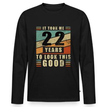 22 ans d’anniversaire mari cadeau hommes drôle - T-shirt manches longues Premium bio Homme - noir - Devant - Nico (187cm)