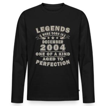 Décembre 2004 Anniversaire Décembre 2004 Cadeau - T-shirt manches longues Premium bio Homme - noir - Devant - Nico (187cm)