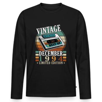 Décembre 1994 Décembre Anniversaire Décembre 1994 - T-shirt manches longues Premium bio Homme - noir - Devant - Nico (187cm)