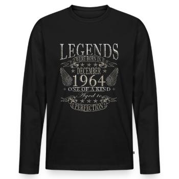 Décembre 1964 Jubilé 1964 Légendes Décembre - T-shirt manches longues Premium bio Homme - noir - Devant - Nico (187cm)