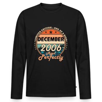 Décembre 2006 Anniversaire Décembre 2006 Décembre - T-shirt manches longues Premium bio Homme - noir - Devant - Nico (187cm)
