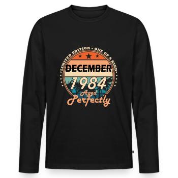Millésime 1984 Décembre Rétro Cadeau d’Anniversaire - T-shirt manches longues Premium bio Homme - noir - Devant - Nico (187cm)