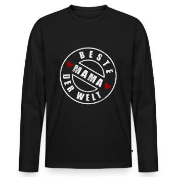 Beste Mama der Welt - Männer Premium Bio Langarmshirt - Schwarz - Vorne - Nico (187cm)