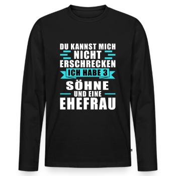 Papa 3 Söhne Papa von 3 Söhnen Geschenk - Männer Premium Bio Langarmshirt - Schwarz - Vorne - Nico (187cm)