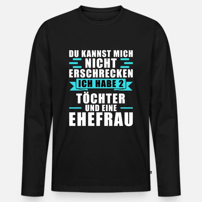 Papa 2 Töchter Papa von 2 Töchtern Geschenk - Männer Premium Bio Langarmshirt - Schwarz