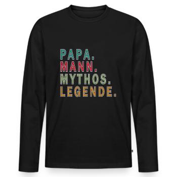 Vater Papa Mythos Vatertag - Männer Premium Bio Langarmshirt - Schwarz - Vorne - Nico (187cm)