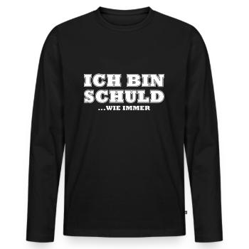 Ich bin schuld wie immer - Männer Premium Bio Langarmshirt - Schwarz - Vorne - Nico (187cm)