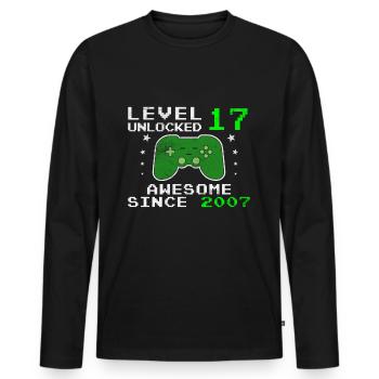 Original 2007 17 Jahre Level 17 Freischalten - Männer Premium Bio Langarmshirt - Schwarz - Vorne - Nico (187cm)