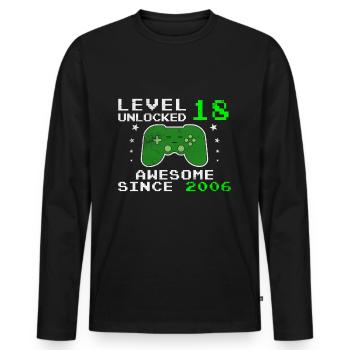 Level 18 Unlocked 2006, Birthday Gift - Men's Premium Organic Long Sleeve Shirt - black - Front - Nico (187cm)