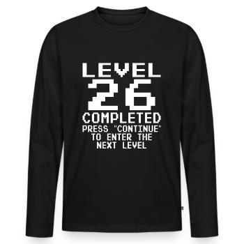 26th Birthday Level 26 Gift - Men's Premium Organic Long Sleeve Shirt - black - Front - Nico (187cm)