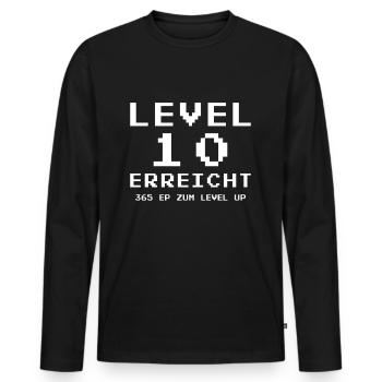 Level 10 Erreicht Gamer - Männer Premium Bio Langarmshirt - Schwarz - Vorne - Nico (187cm)