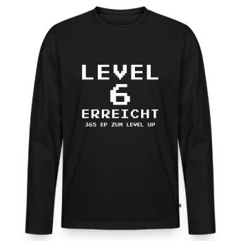 Level 6 erreicht 6. Geburtstag Gamer Gaming - Männer Premium Bio Langarmshirt - Schwarz - Vorne - Nico (187cm)