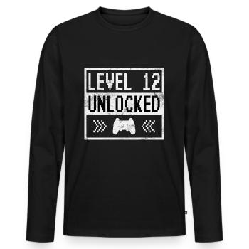 Gamer Gaming Level 12 Unlocked - Men's Premium Organic Long Sleeve Shirt - black - Front - Nico (187cm)