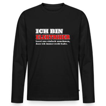 ich bin elektriker - Männer Premium Bio Langarmshirt - Schwarz - Vorne - Nico (187cm)