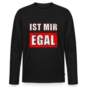 Ist mir egal - Männer Premium Bio Langarmshirt - Schwarz - Vorne - Nico (187cm)