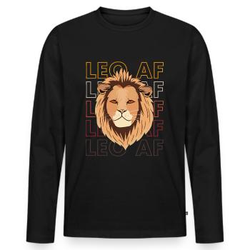 Leo AF - Löwe Sternzeichen Geschenk - Männer Premium Bio Langarmshirt - Schwarz - Vorne - Nico (187cm)