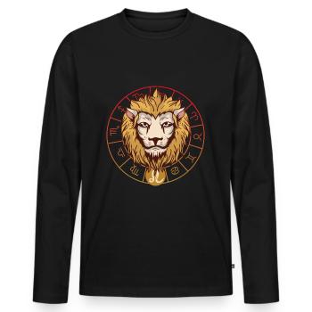 Lion - Horoscope du Lion - T-shirt manches longues Premium bio Homme - noir - Devant - Nico (187cm)