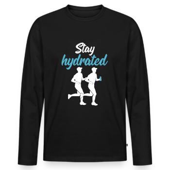 Stay Hydrated - Drink Your Water - Men's Premium Organic Long Sleeve Shirt - black - Front - Nico (187cm)