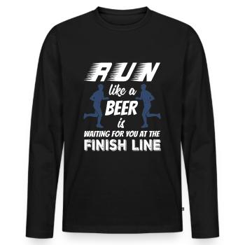 Funny Run Like There's Beer at Finish Line T-shirt - Männer Premium Bio Langarmshirt - Schwarz - Vorne - Nico (187cm)