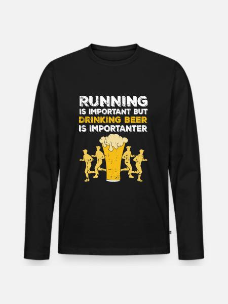 Bier trinken ist wichtig - Männer Premium Bio Langarmshirt - Schwarz