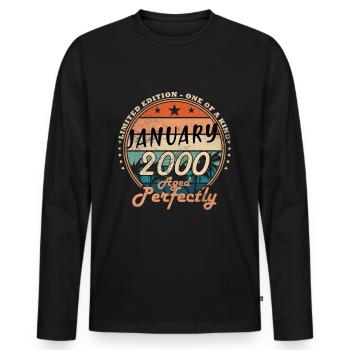 January 2000 | Birthday 2000 Vintage January - Men's Premium Organic Long Sleeve Shirt - black - Front - Nico (187cm)