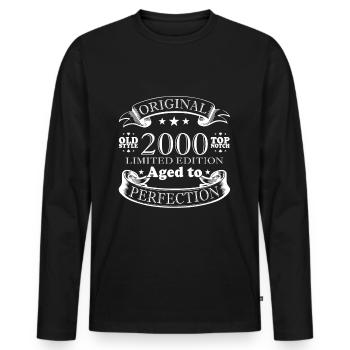 Vintage 2000's Birthday Gift 2000 - Men's Premium Organic Long Sleeve Shirt - black - Front - Nico (187cm)