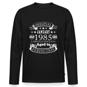Birthday January 1985 | January 1985 Gift - Men's Premium Organic Long Sleeve Shirt - black - Front - Nico (187cm)
